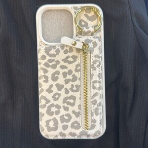 Leopard Print Phone Case with Gold Accents iPhone 15 Pro Max